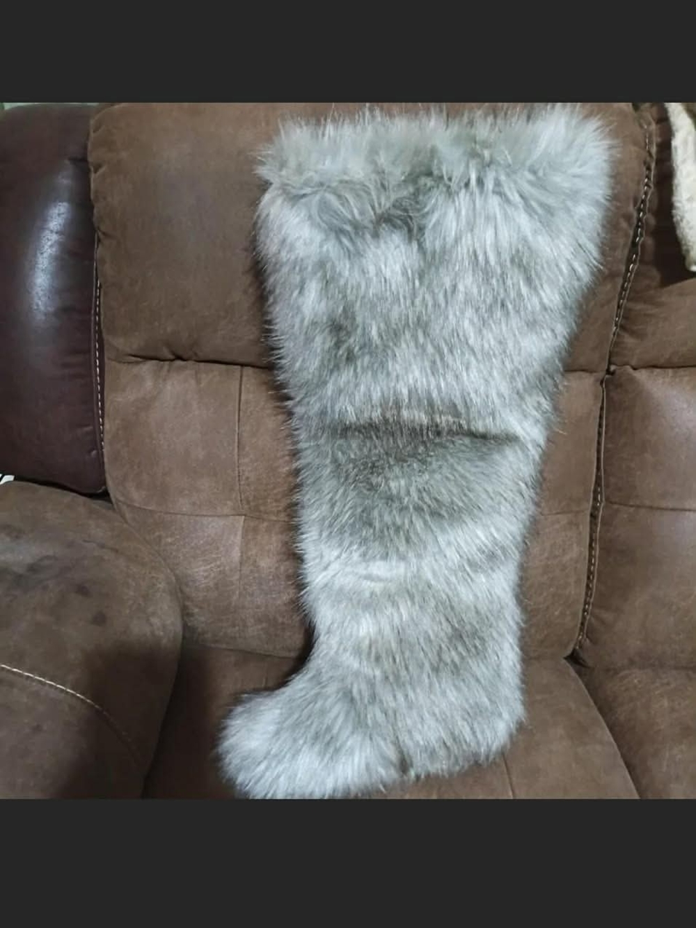 Over-the-Knee Faux Fur Boots in Gray